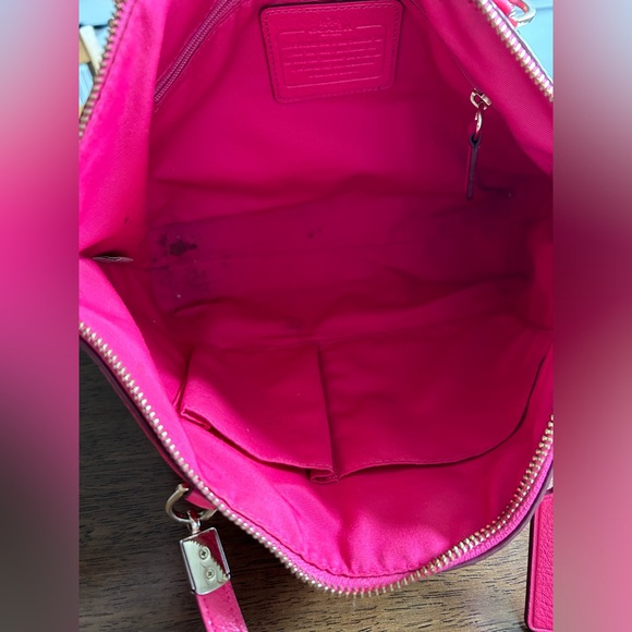Coach Fuchsia  Magenta Pebbled Leather Kelsey Satchel Crossbody - Picture 8 of 16